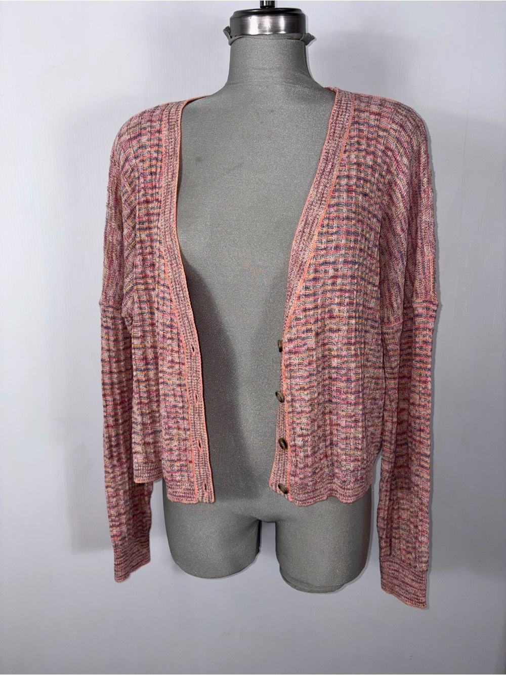 SAYLOR Pink Multicolor Lightweight Button Cardigan